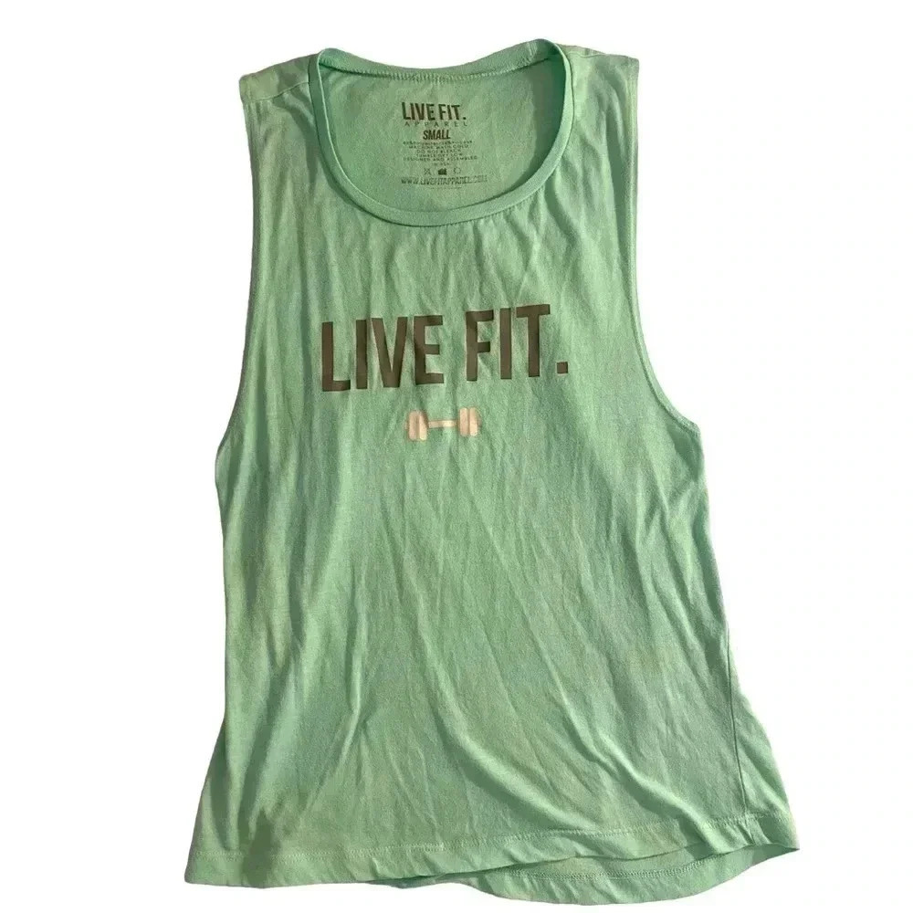 LIVE FIT sleeveless green tank top, Size small workout gym attire LVFT gymshark